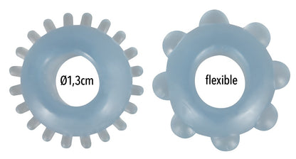You2Toys Penisring-Set 2-teilig mit Noppen, transparent-blau