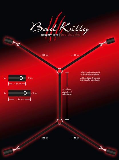 Bad Kitty Bettfessel-Set mit Gurtkreuz und 4 Fesseln