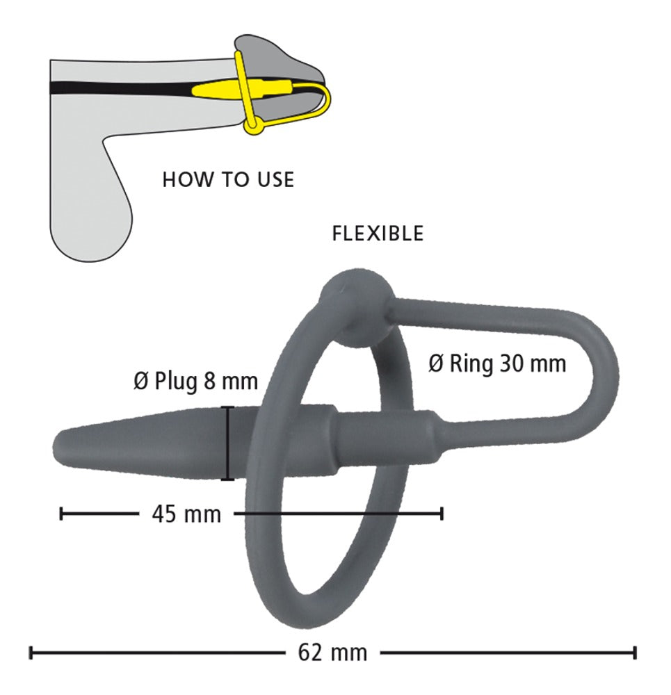 Penisplug Pplug with glans ring grey