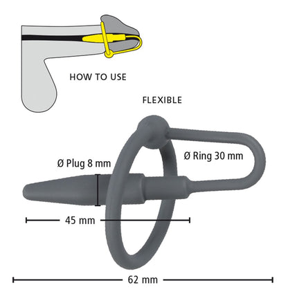 Penisplug Pplug with glans ring grey