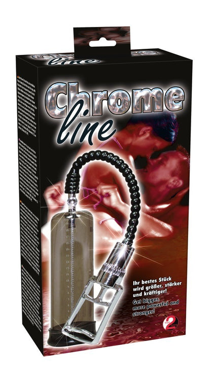 You2Toys Chrome Line Penispumpe mit Einhand-Zugpumpe
