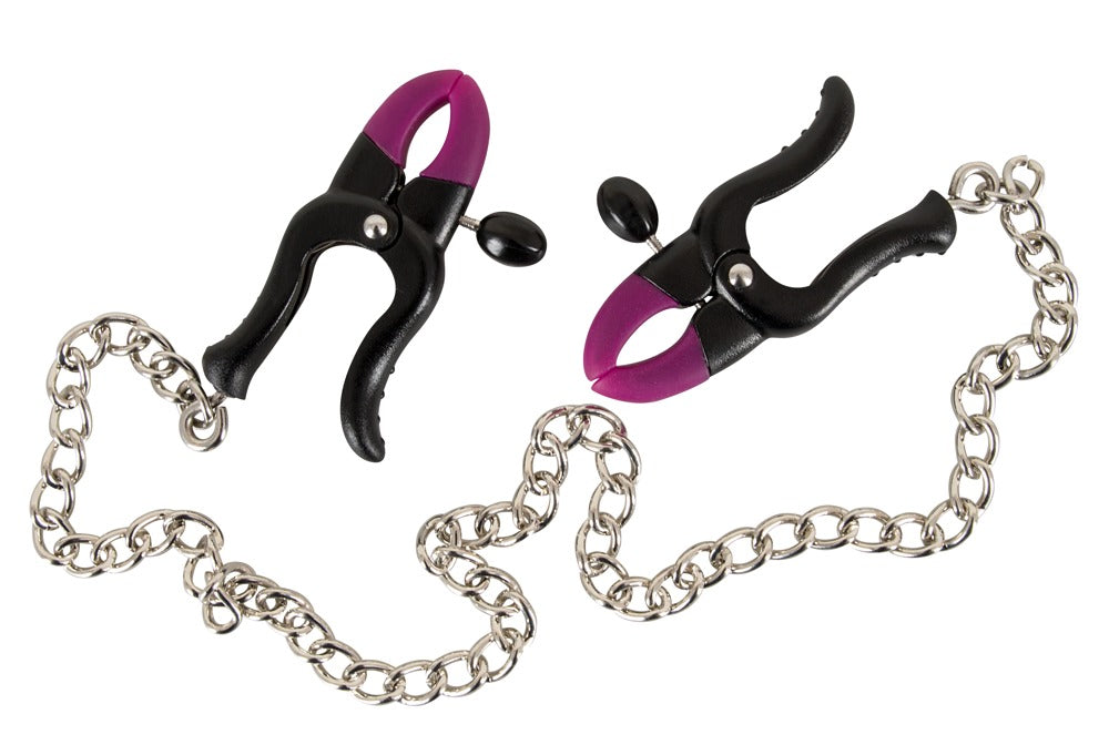 Bad Kitty Nippelklemmen aus Silikon mit Kette, verstellbar