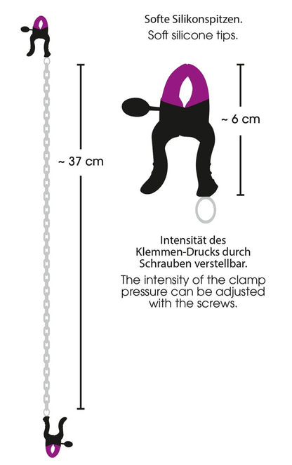 Bad Kitty Nippelklemmen aus Silikon mit Kette, verstellbar