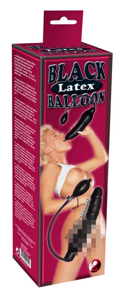 You2Toys Black Latex Balloon aufpumpbarer Dildo mit Druckventilpumpe