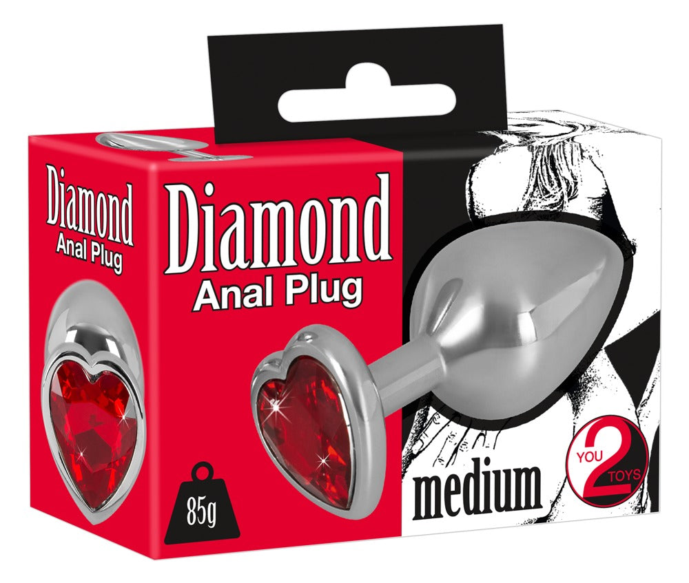You2Toys Diamond Anal Plug M aus Aluminium mit Schmuckstein
