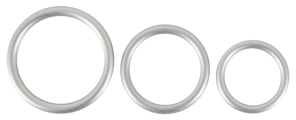 You2Toys Penis-/Hodenring-Set 3-teilig in Metall-Optik aus Silikon
