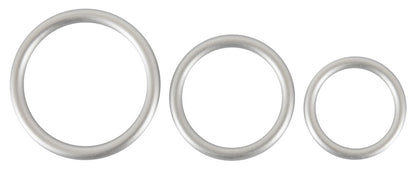 You2Toys Penis-/Hodenring-Set 3-teilig in Metall-Optik aus Silikon