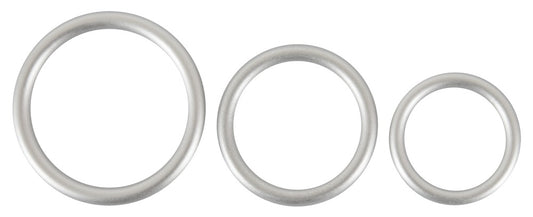You2Toys Penis-/Hodenring-Set 3-teilig in Metall-Optik aus Silikon