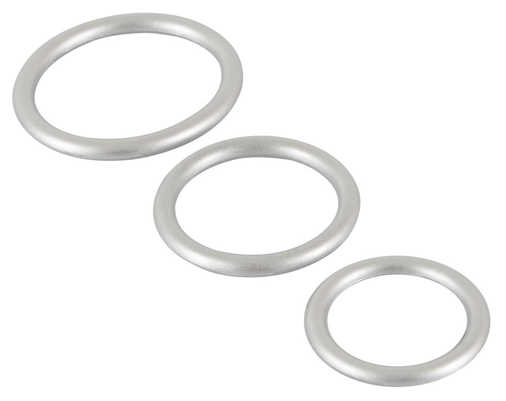 You2Toys Penis-/Hodenring-Set 3-teilig in Metall-Optik aus Silikon