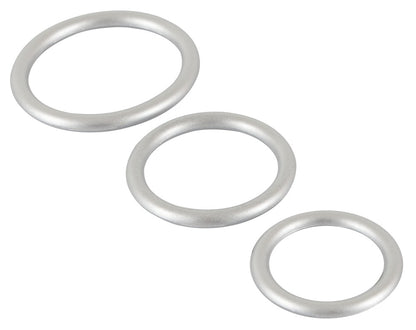 You2Toys Penis-/Hodenring-Set 3-teilig in Metall-Optik aus Silikon