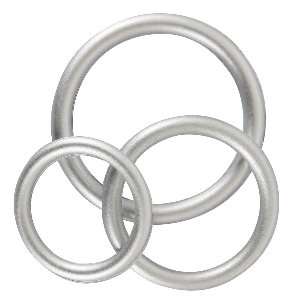 You2Toys Penis-/Hodenring-Set 3-teilig in Metall-Optik aus Silikon
