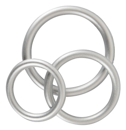 You2Toys Penis-/Hodenring-Set 3-teilig in Metall-Optik aus Silikon