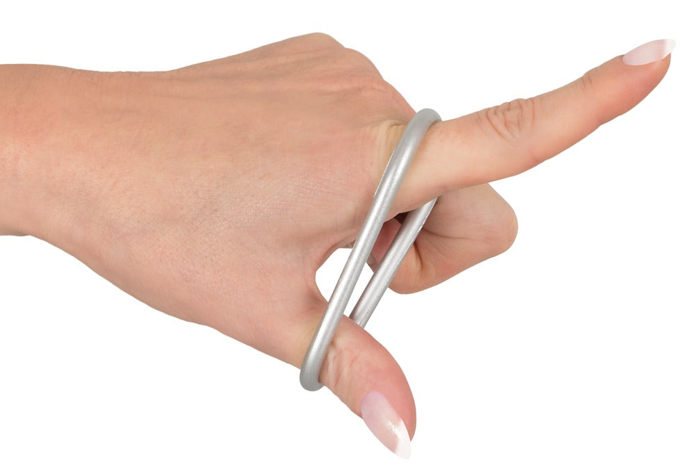 You2Toys Penis-/Hodenring-Set 3-teilig in Metall-Optik aus Silikon
