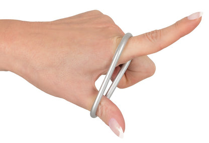 You2Toys Penis-/Hodenring-Set 3-teilig in Metall-Optik aus Silikon