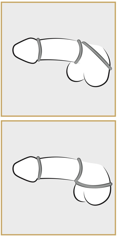 You2Toys Penis-/Hodenring-Set 3-teilig in Metall-Optik aus Silikon