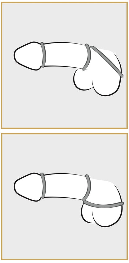 You2Toys Penis-/Hodenring-Set 3-teilig in Metall-Optik aus Silikon