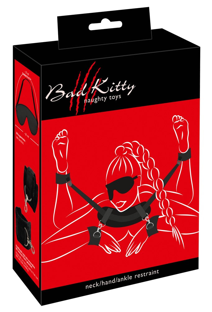 Bad Kitty Hals-Hand-Fuß-Fessel kombiniert mit Augenmaske