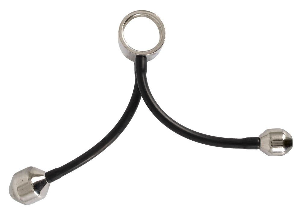 You2Toys Metall-Penisring mit 2 Plug-Gewichten an Silikonbändern