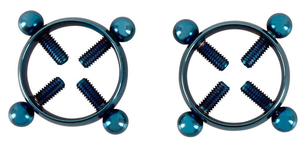 Bad Kitty Nippelklemmen aus Edelstahl in Piercing-Optik, blau