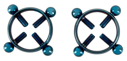 Bad Kitty Nippelklemmen aus Edelstahl in Piercing-Optik, blau