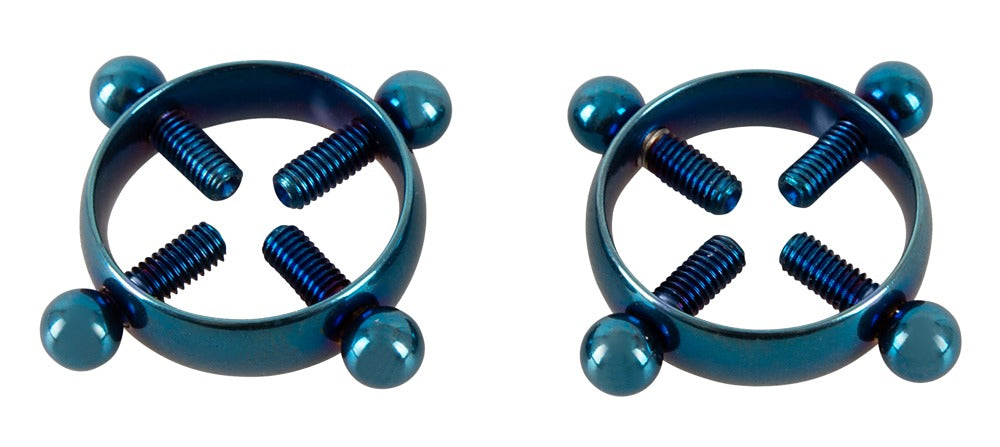 Bad Kitty Nippelklemmen aus Edelstahl in Piercing-Optik, blau