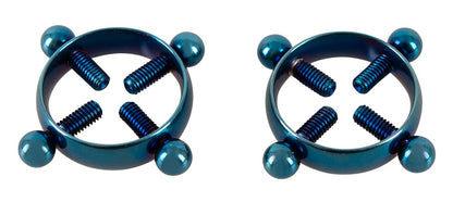 Bad Kitty Nippelklemmen aus Edelstahl in Piercing-Optik, blau