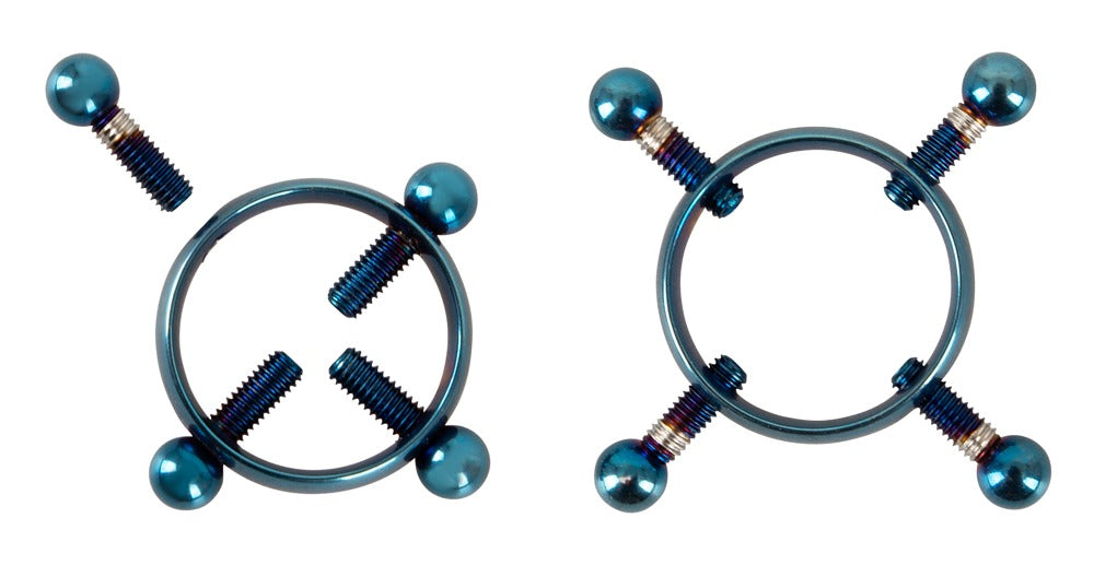 Bad Kitty Nippelklemmen aus Edelstahl in Piercing-Optik, blau