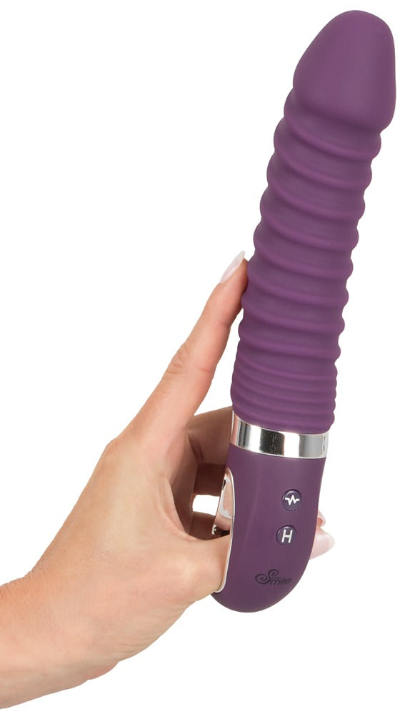 Sweet Smile Warming Soft Vibrator flexibel mit Rillen-Reizstruktur, lila