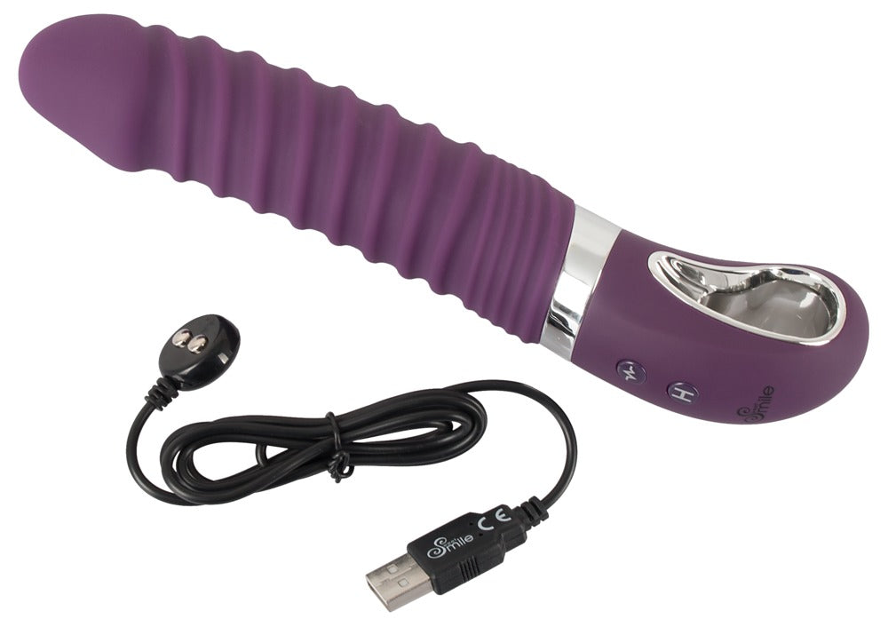 Sweet Smile Warming Soft Vibrator flexibel mit Rillen-Reizstruktur, lila