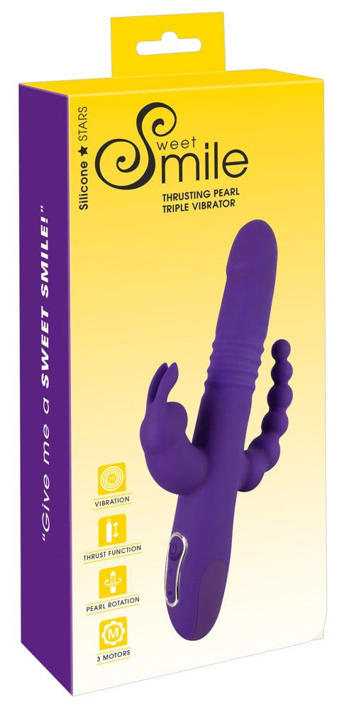 Sweet Smile Triple Thrusting Vibrator für Vagina, G-Punkt, Klitoris und Anus