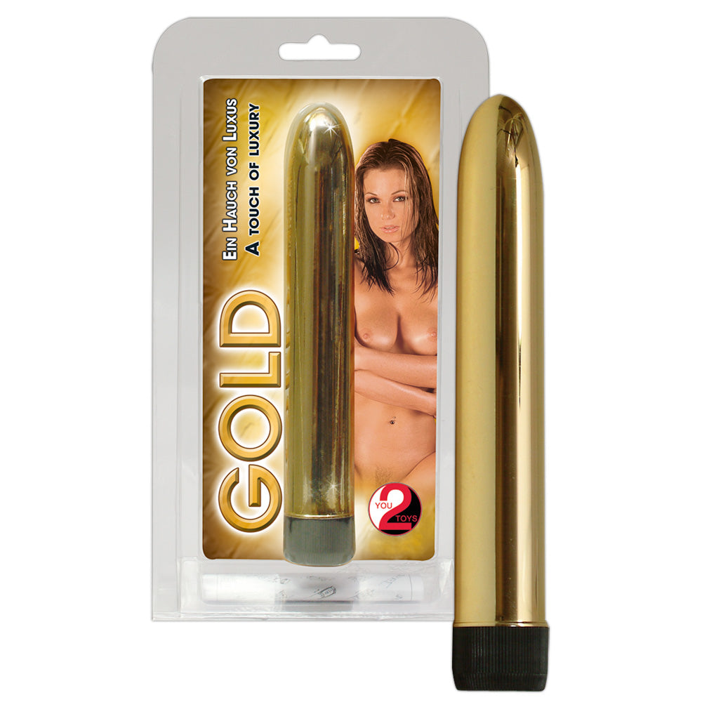 You2Toys Gold Vibrator schlank in Goldglanz-Optik