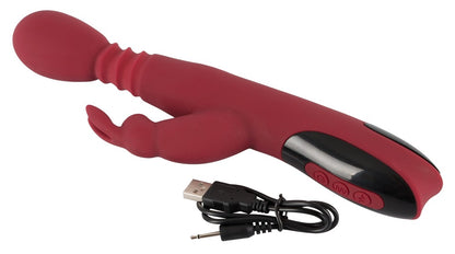 You2Toys Silicone Rabbit Vibrator mit Reizrippen, rot
