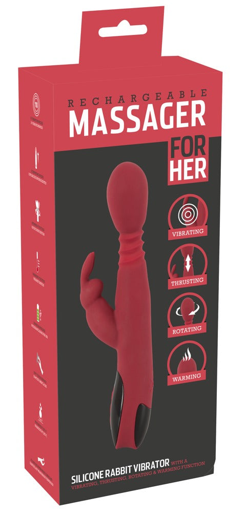You2Toys Silicone Rabbit Vibrator mit Reizrippen, rot