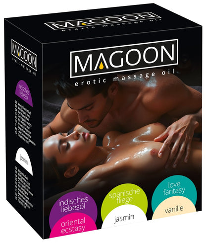 Magoon Massageöl Set (6 Sorten) – 6 × 50 ml