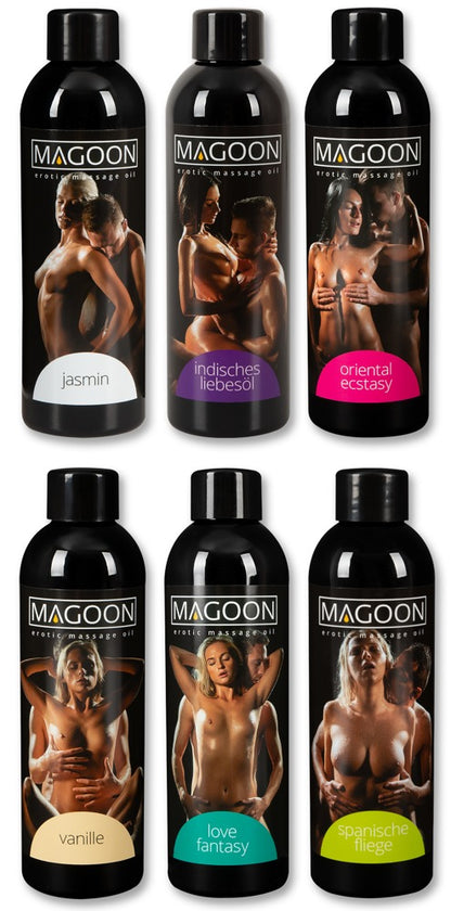 Magoon Massageöl Set (6 Sorten) – 6 × 200 ml