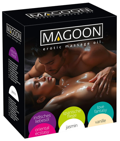 Magoon Massageöl Set (6 Sorten) – 6 × 200 ml