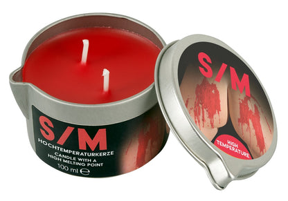S/M Kerze Hot im Tiegel mit zwei Dochten, 100 ml