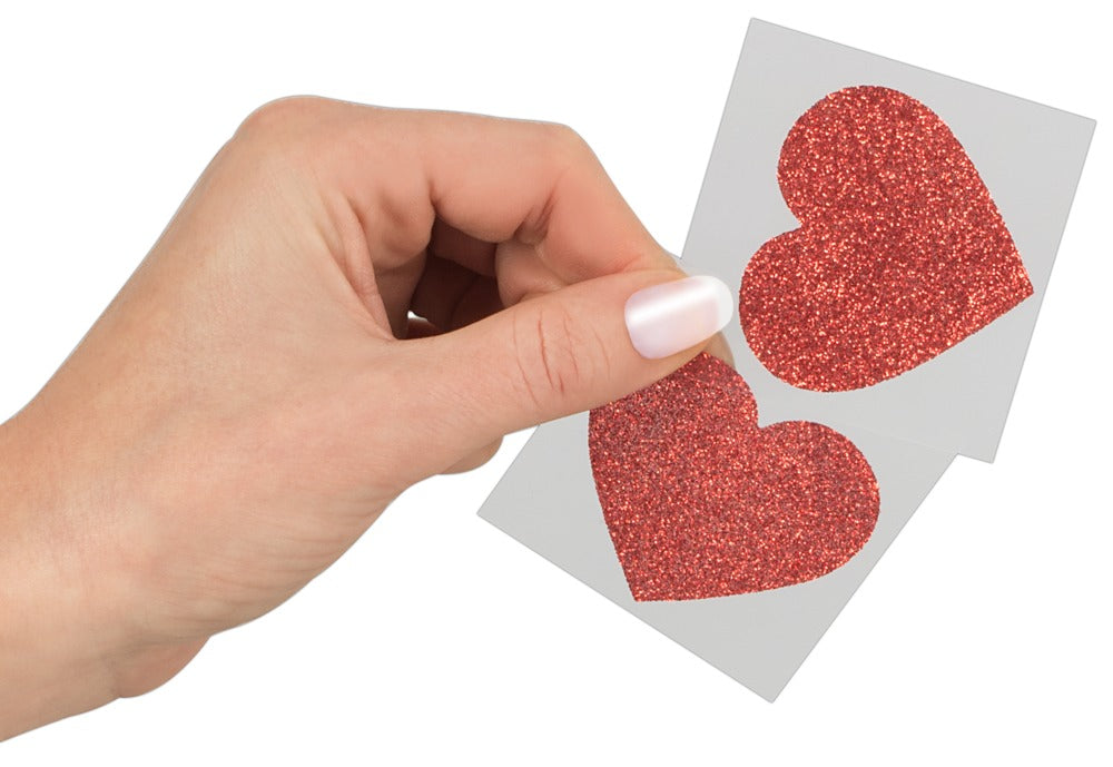Cottelli Nippelsticker in Herzform mit Glitzer