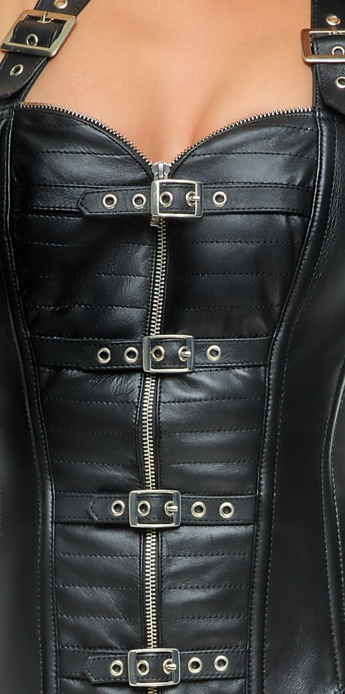 ZADO Leder-Corsage im Biker-Style