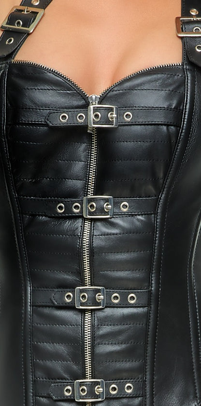 ZADO Leder-Corsage im Biker-Style