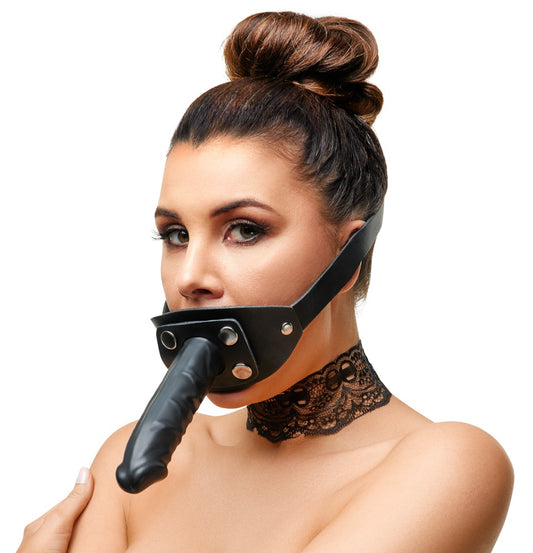 ZADO Leder-Mundknebel mit Knebel-Dildo