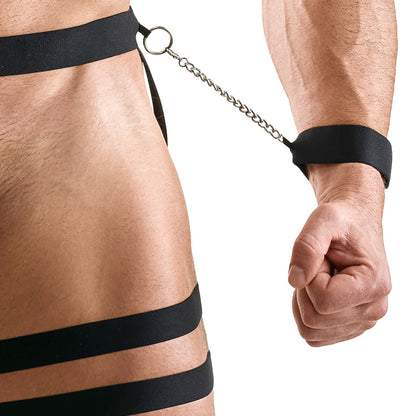 SVENJOYMENT Herren-Hüftharness mit Ring und Handfesseln