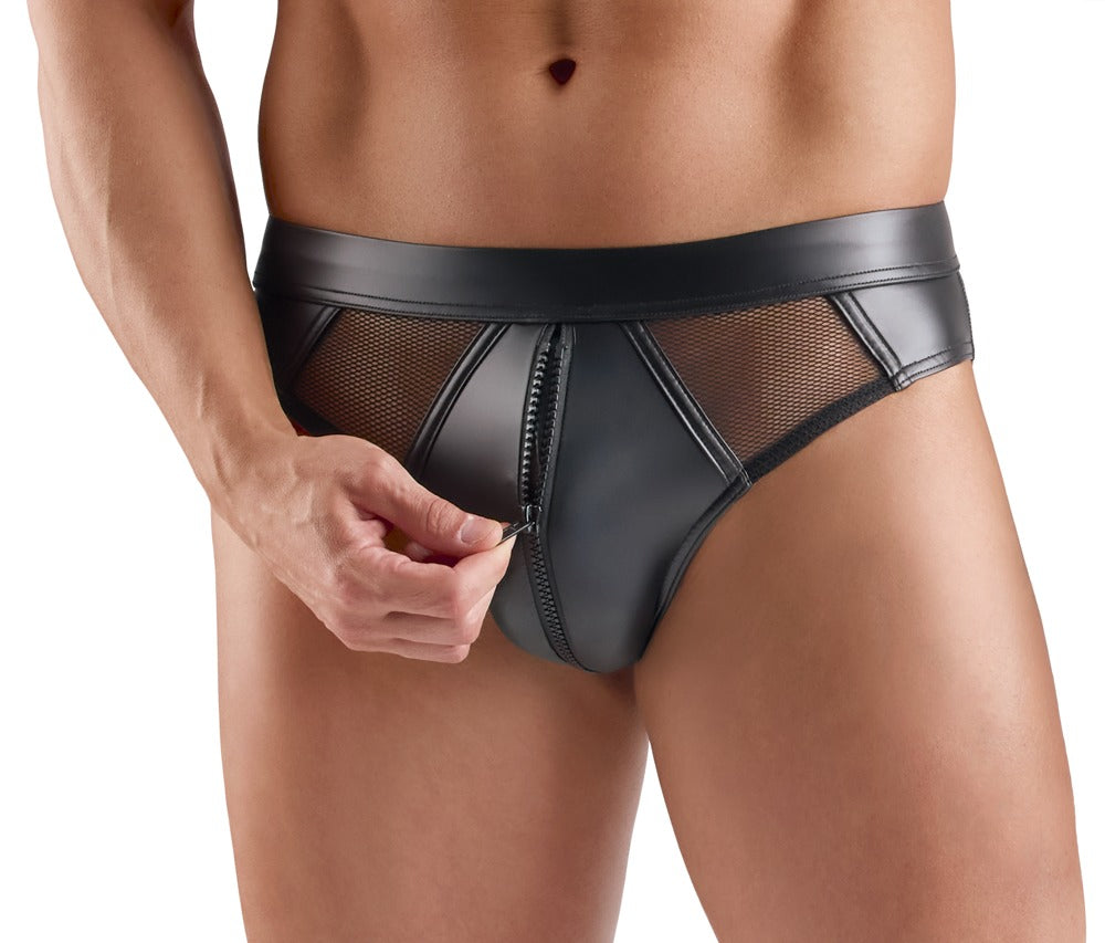 SVENJOYMENT Herren-Wetlook-Slip mit Netz und Zip