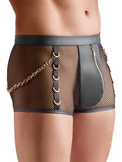 SVENJOYMENT Herren-Netz-Pants mit Wetlook und Ringen