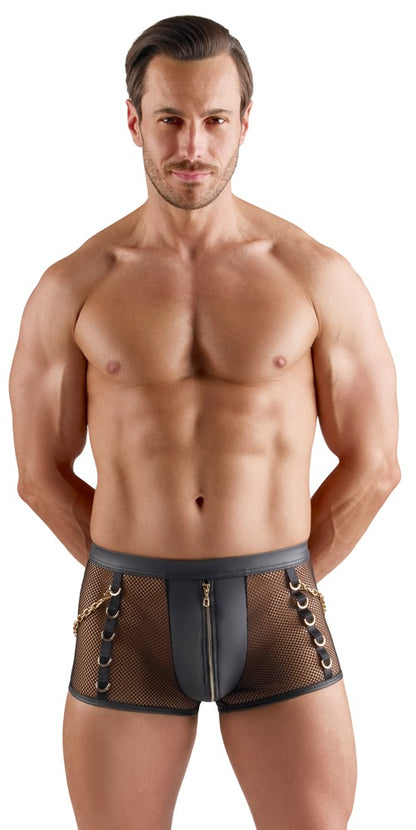 SVENJOYMENT Herren-Netz-Pants mit Wetlook und Ringen
