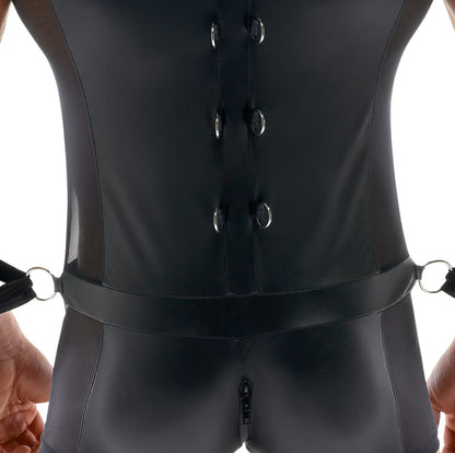 SVENJOYMENT Herren-Overall mit Netz und Soft-Handfesseln