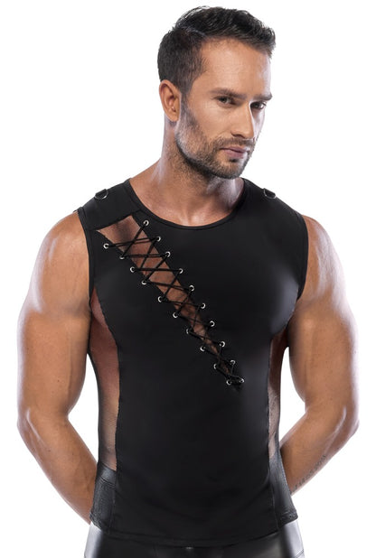 SVENJOYMENT Herren-Shirt mit Fishnet und D-Ringen