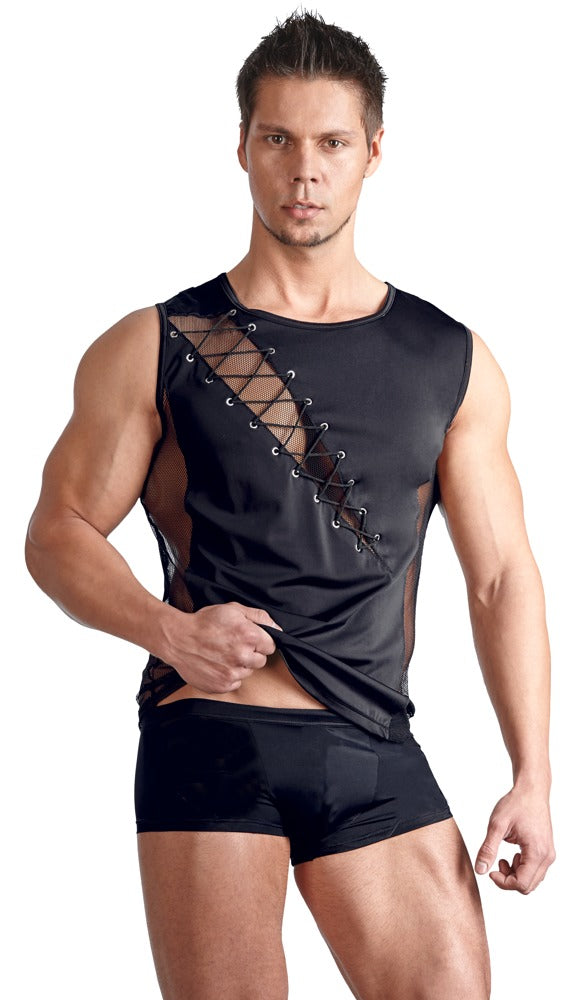 SVENJOYMENT Herren-Shirt mit Fishnet und D-Ringen