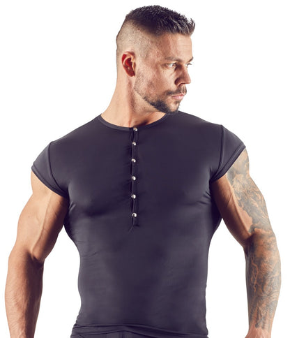 SVENJOYMENT Herren-Shirt transparent mit Druckknopfleiste
