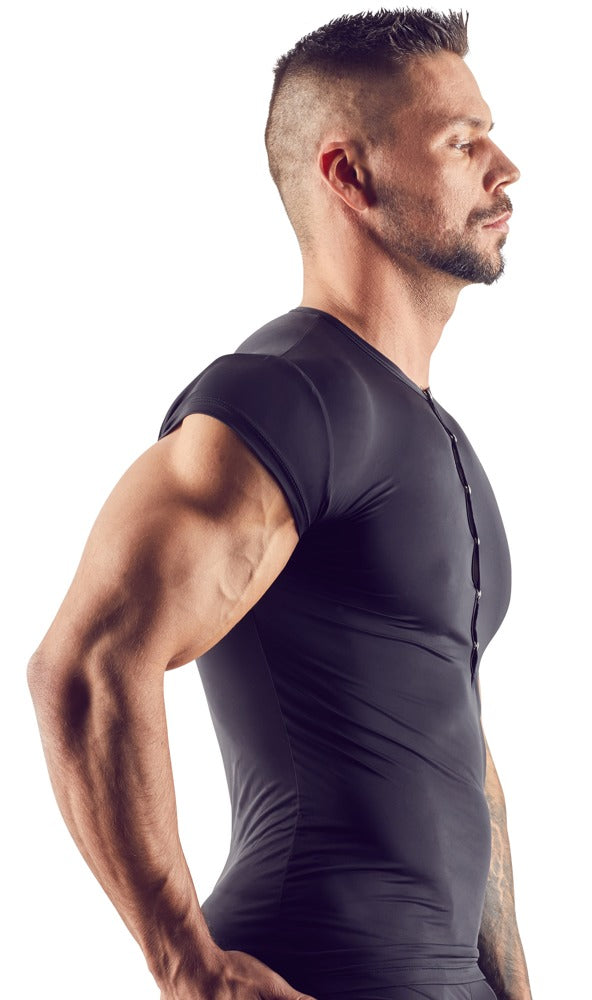 SVENJOYMENT Herren-Shirt transparent mit Druckknopfleiste
